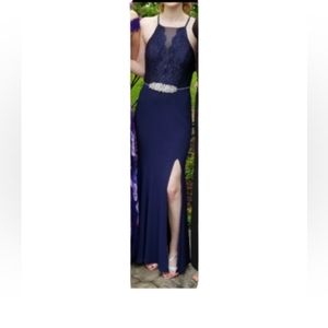 Jodi Kristopher Navy Blue Long Dress